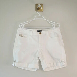 Noir Denim Shorts 14 White Gold Medallions Jean Shorts Boho Festival Casual